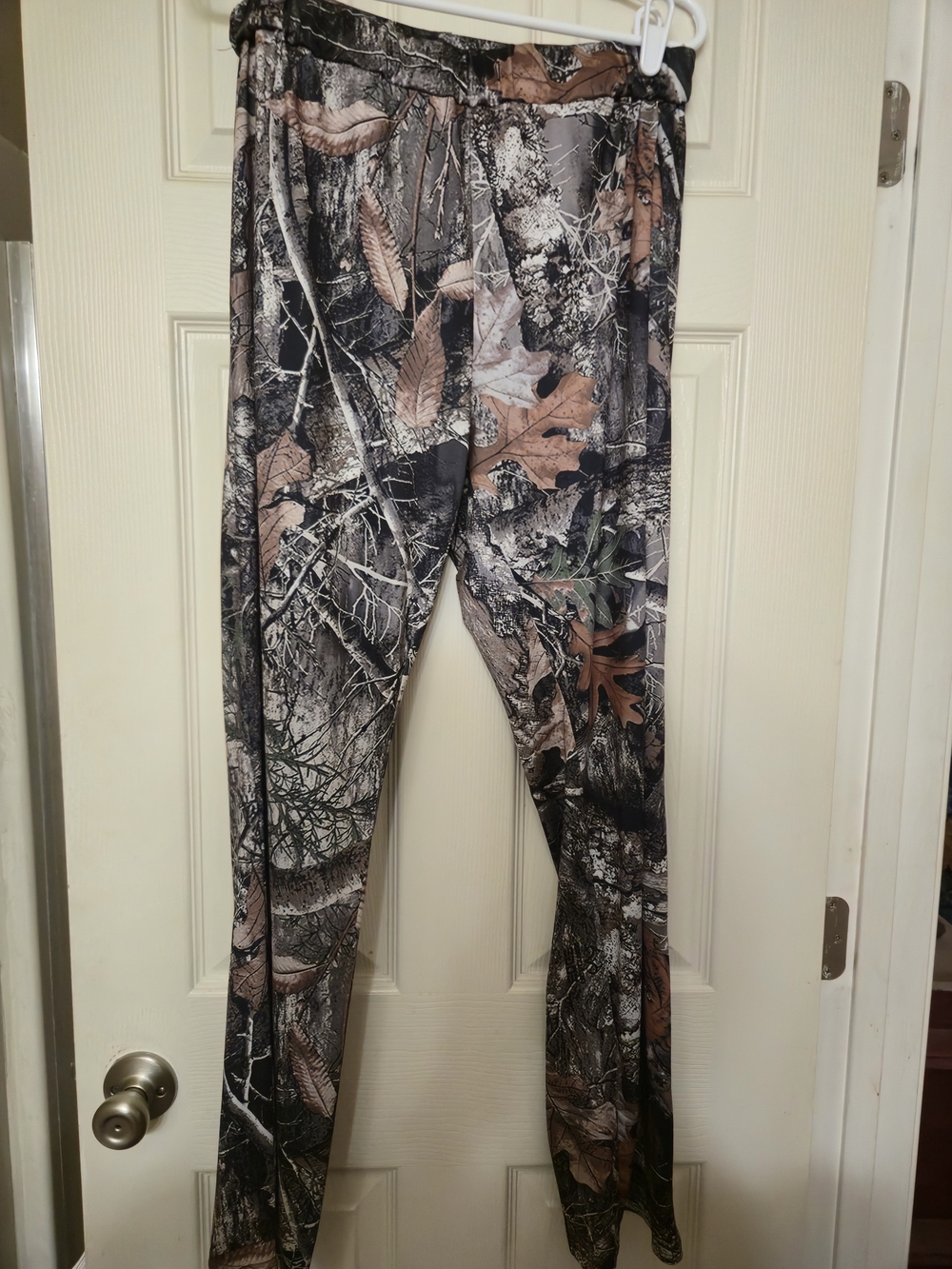 Camo Leaf Print Leggings - Brown & Green